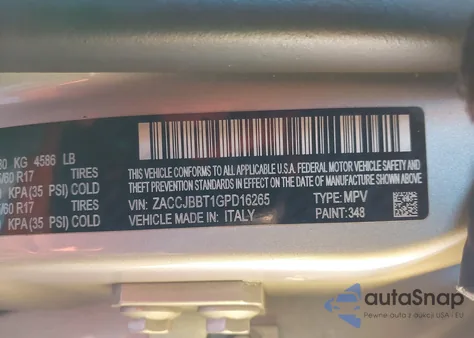 2016 Jeep Renegade Latitude z USA, uszkodzony, nr VIN ZACCJBBT1GPD16265